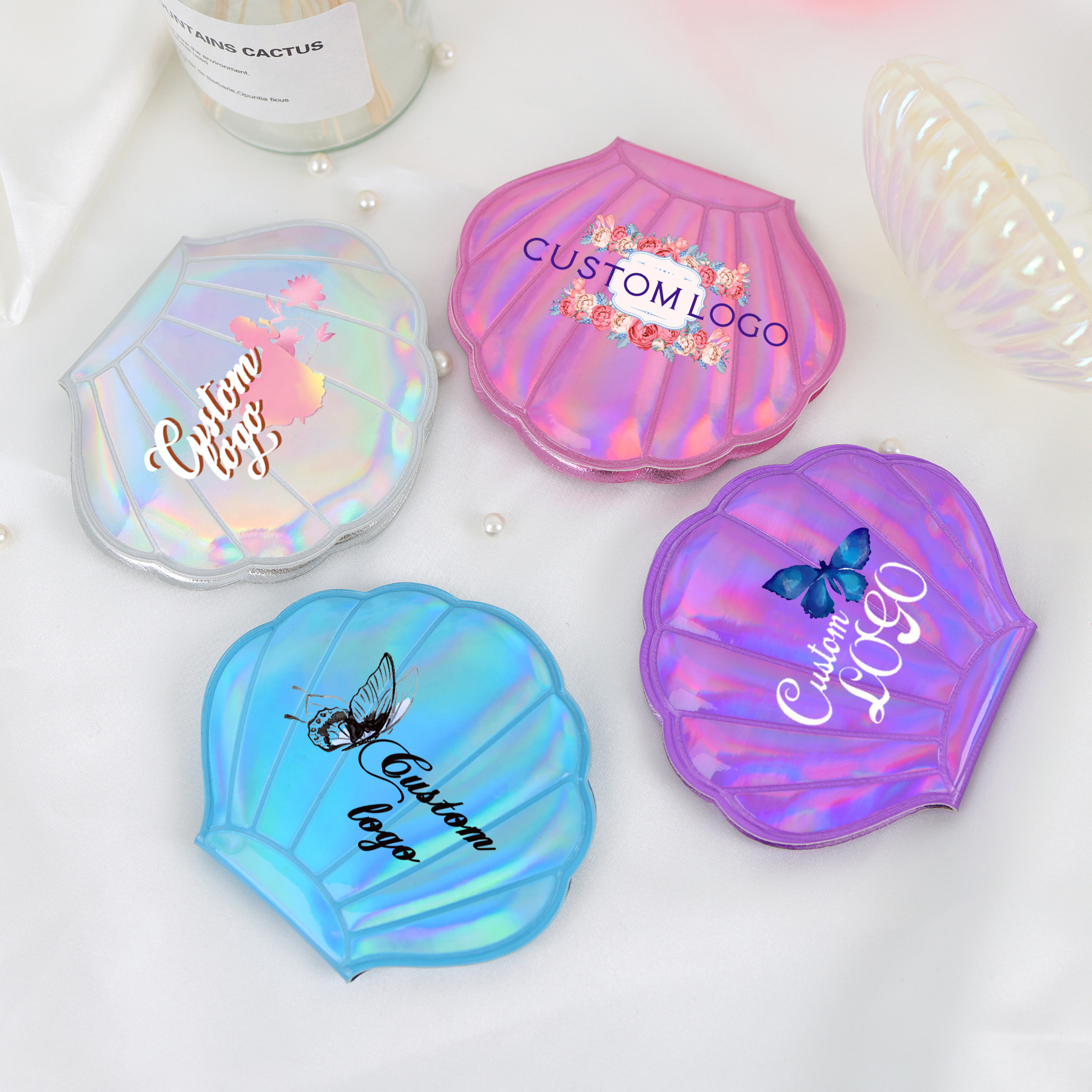 Pocket Shell-shaped mirror portable Folding cosmetic Mirror Personalized double sides Makeup Mirrors