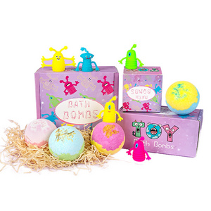 Bath Fizzies bath bomb gift set Ball Strawberry jasmine Mint fragrance natural organic kit kids ring toys inside Bath Bomb Set