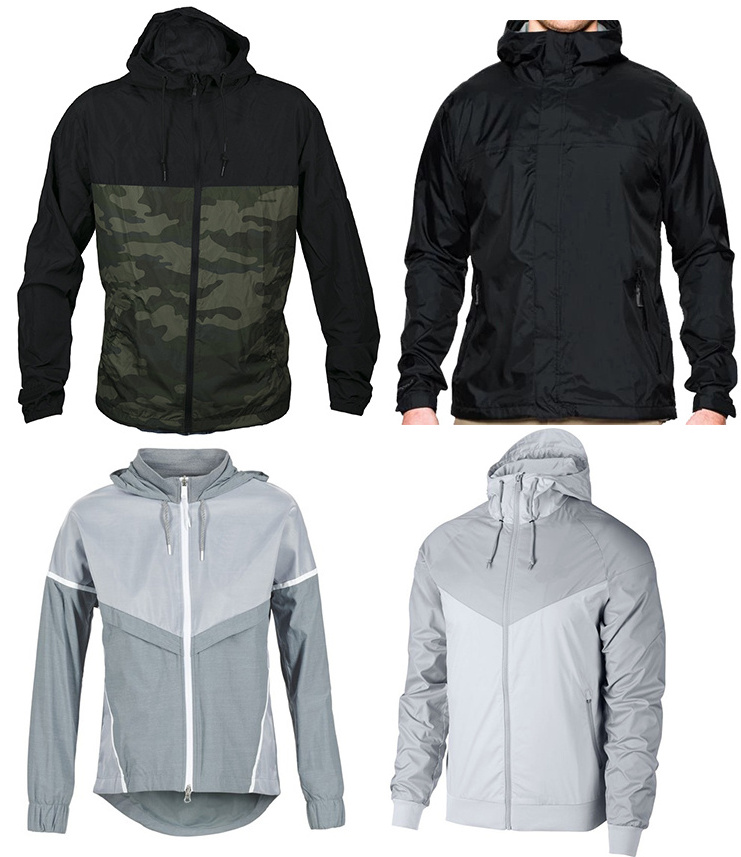 2024 Custom Hooded Polyester Softshell  Windrunner Mens Windbreaker Waterproof Sports Jacket