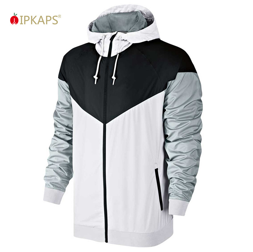 2024 Custom Hooded Polyester Softshell  Windrunner Mens Windbreaker Waterproof Sports Jacket