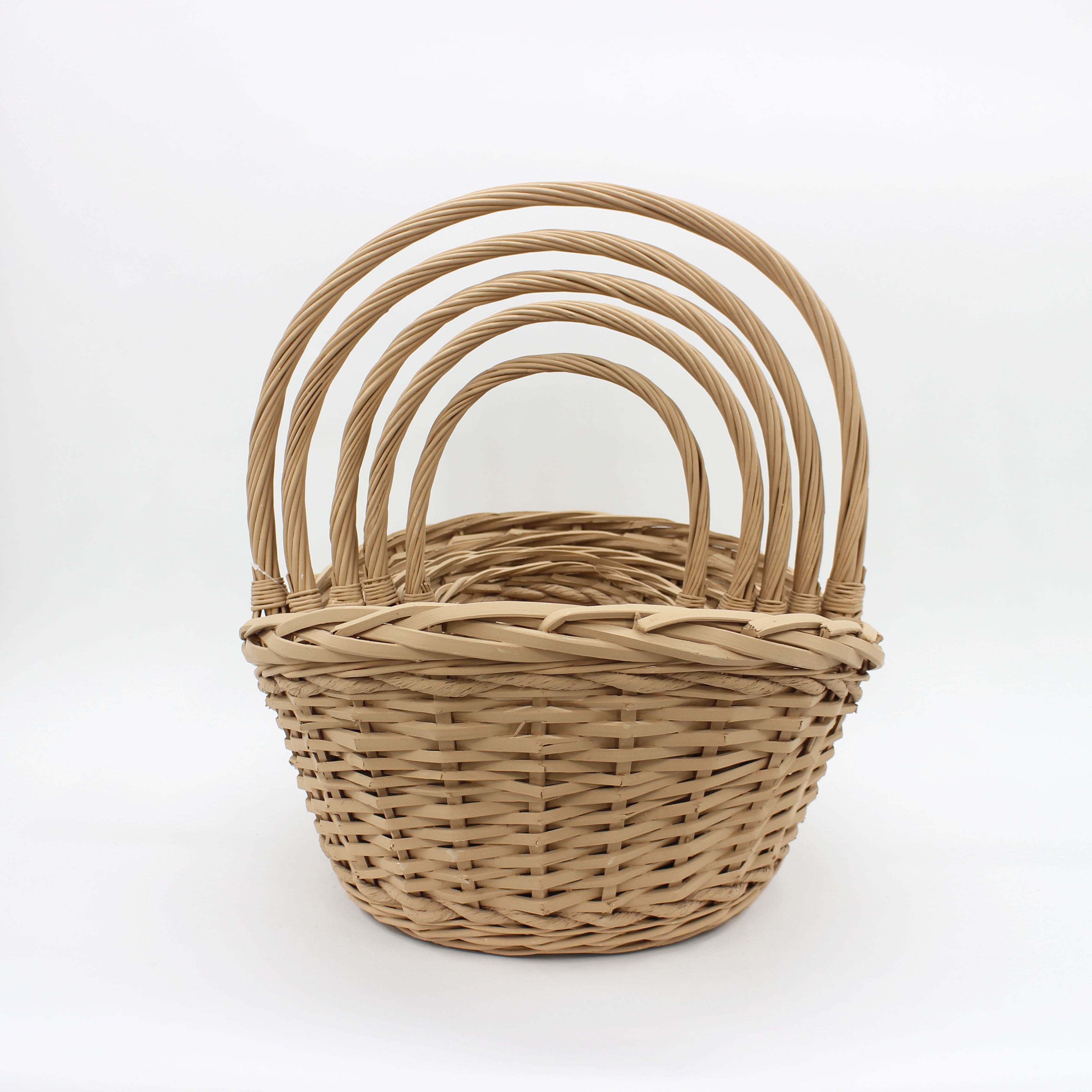 Earth yellow boat shaped natural willow handmade woven flower basket, large storage basket