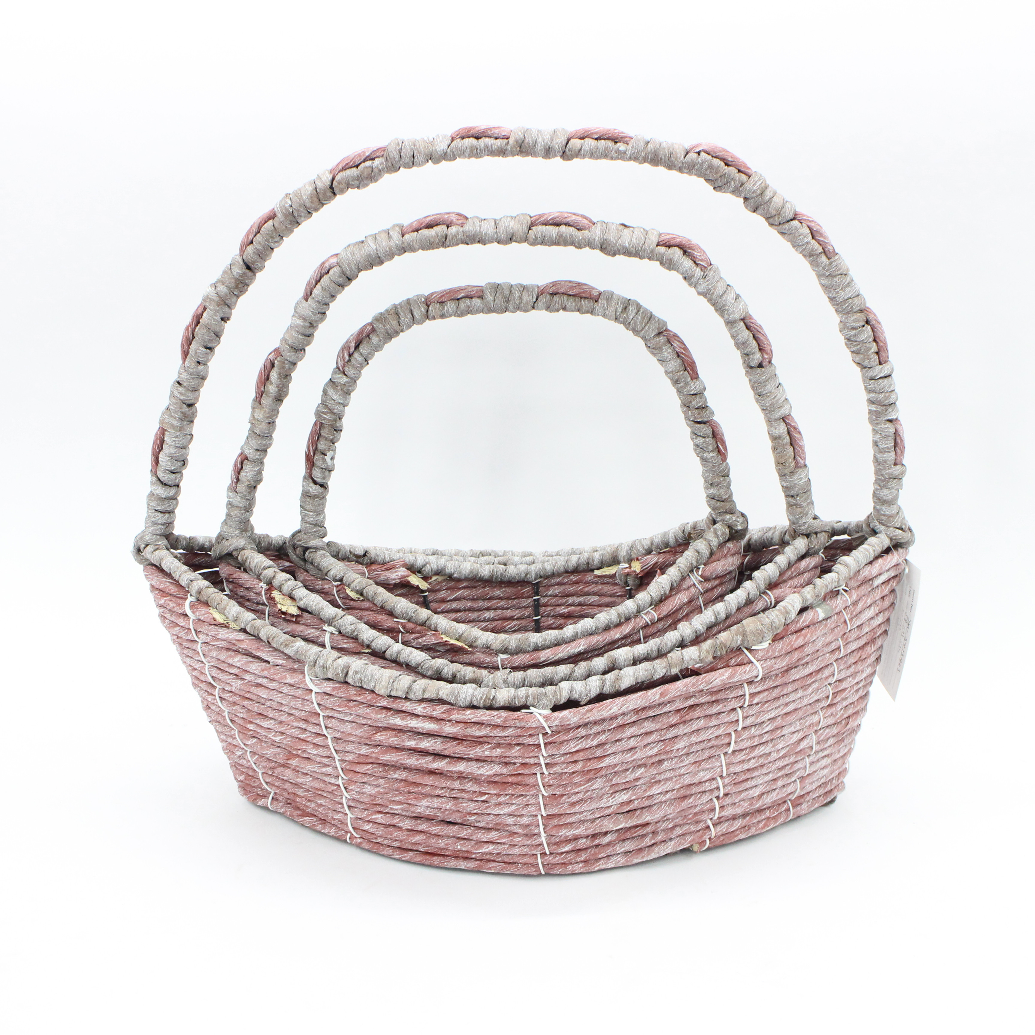 Direct Selling Boat Shape High Handle Multicolor Paper Rope Mixed High Quality Flower Basket Storage Basket