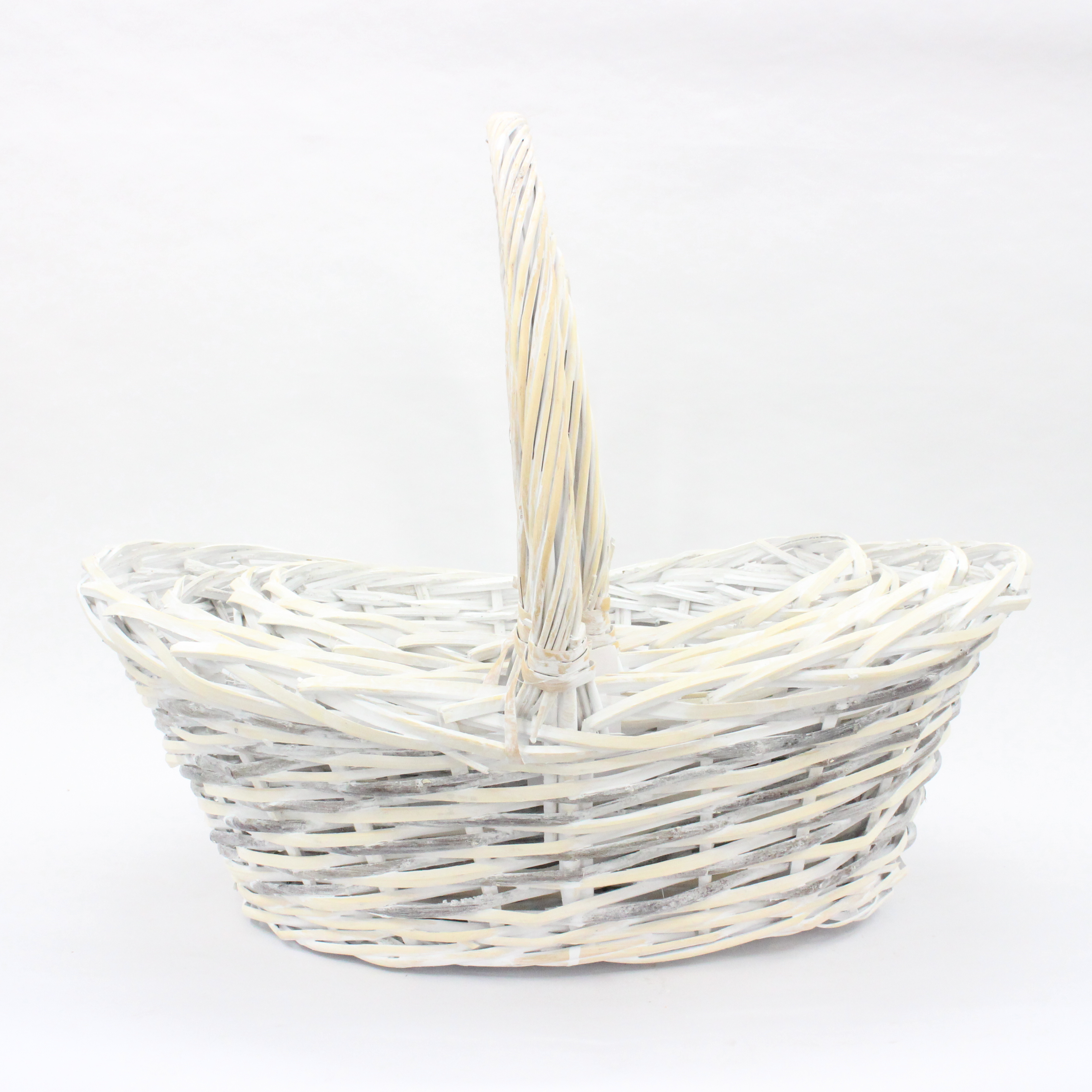 Boat shaped dual color willow mixed woven handmade storage basket flower basket