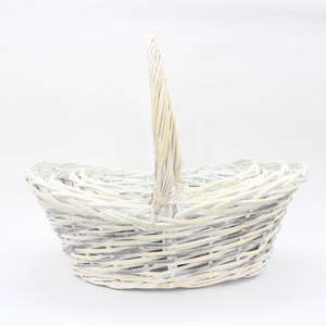 Boat shaped dual color willow mixed woven handmade storage basket flower basket