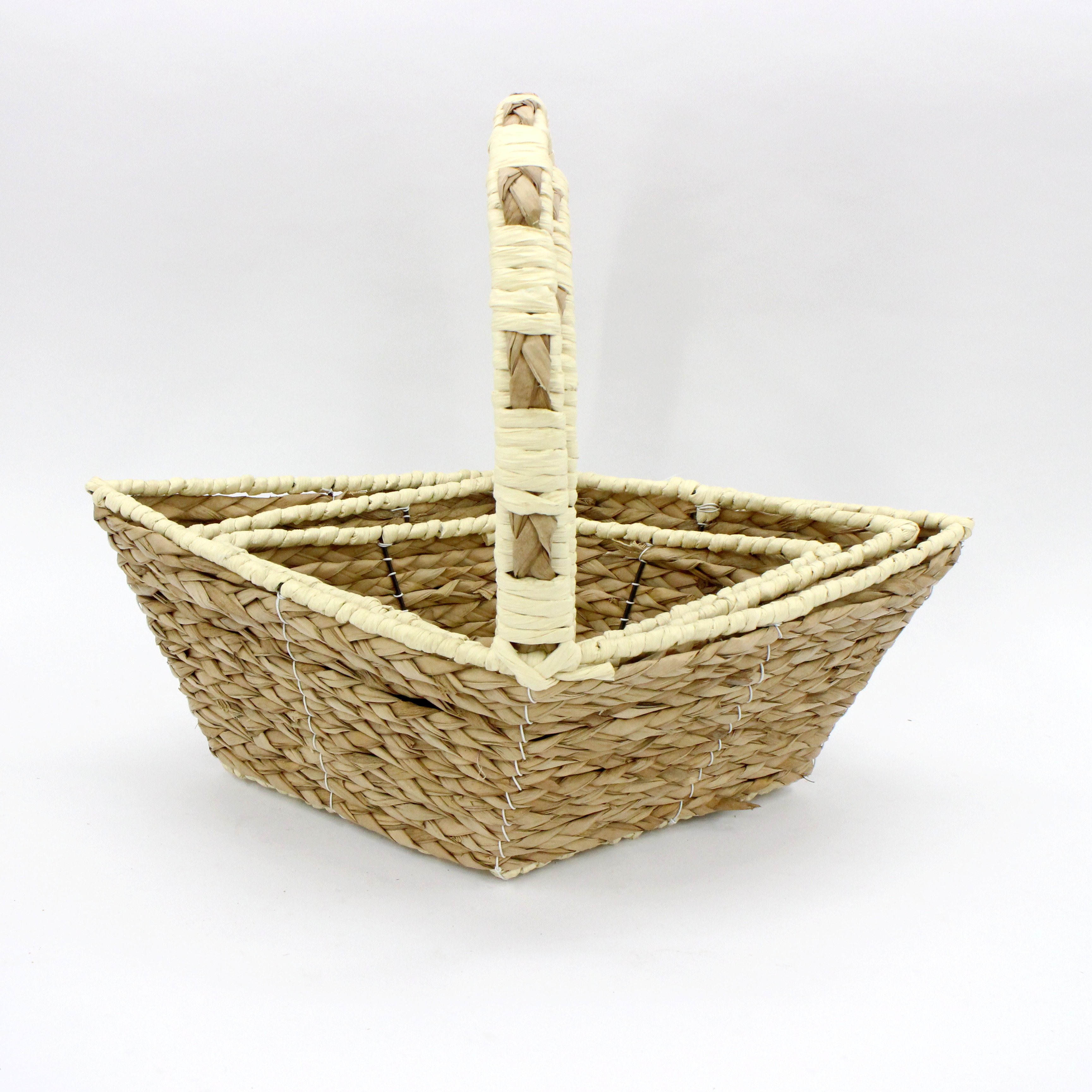 Primary color beige boat-shaped water hyacinth water grass paper rope hand-mixed flower basket storage basket