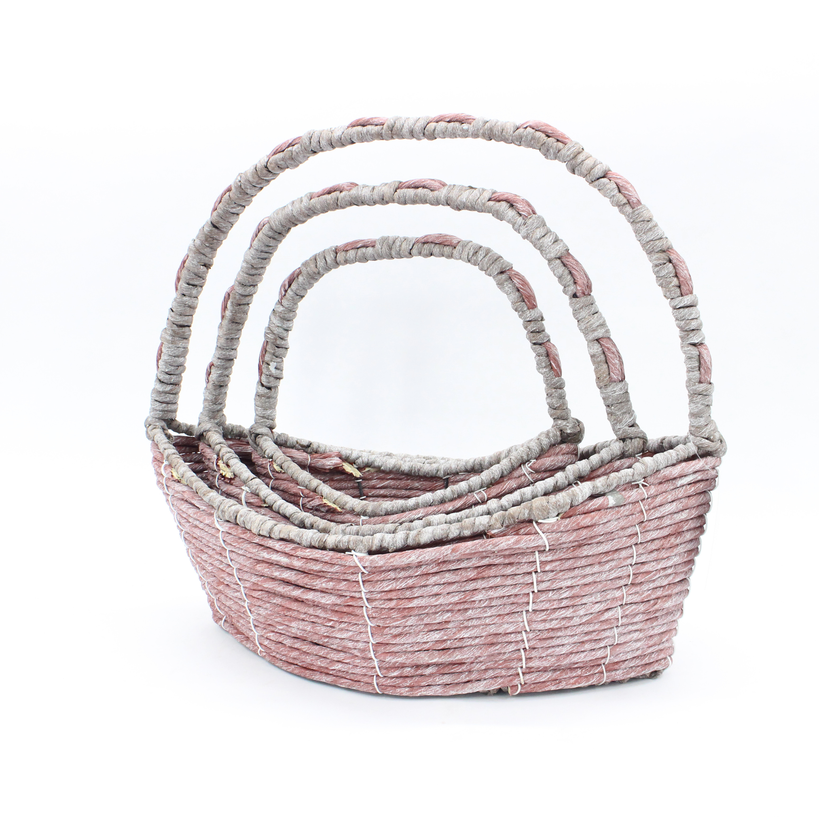 Direct Selling Boat Shape High Handle Multicolor Paper Rope Mixed High Quality Flower Basket Storage Basket