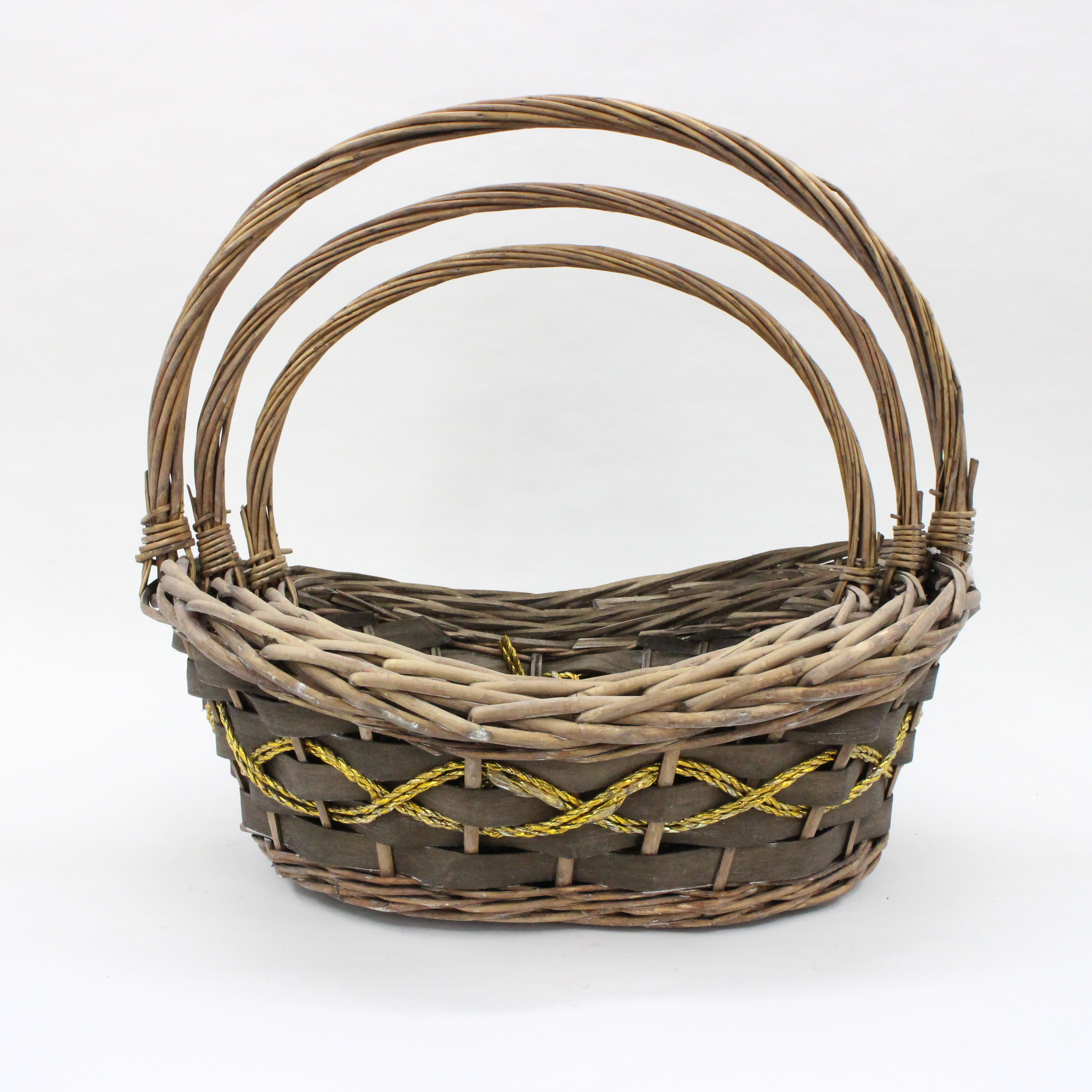 Boat shaped multi-color wicker woven flower basket 100% handmade storage basket