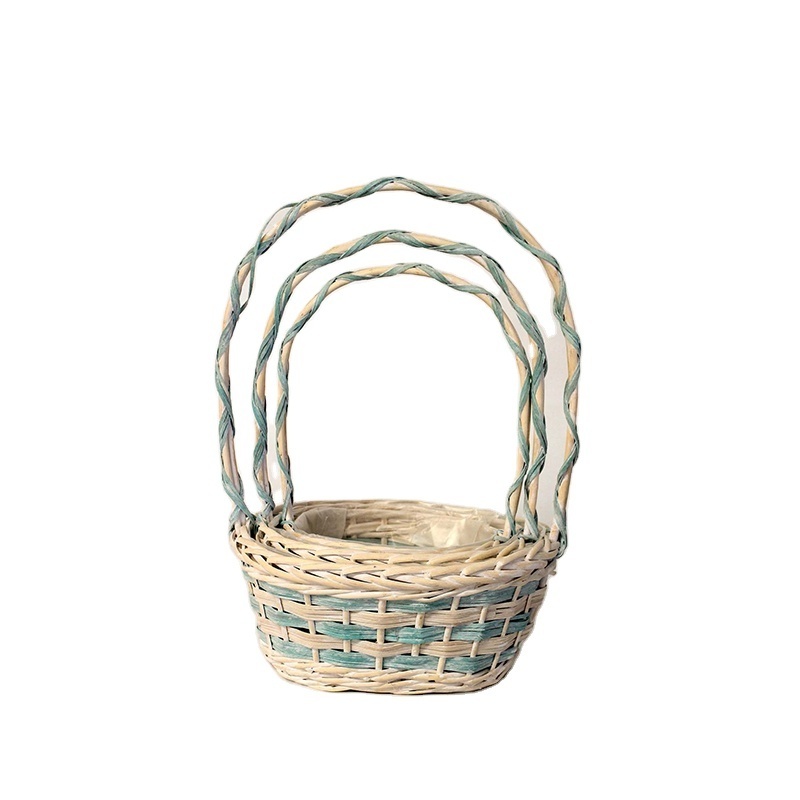 High quality handmade woven storage food flower chaussures flat wicker basket  for gifts