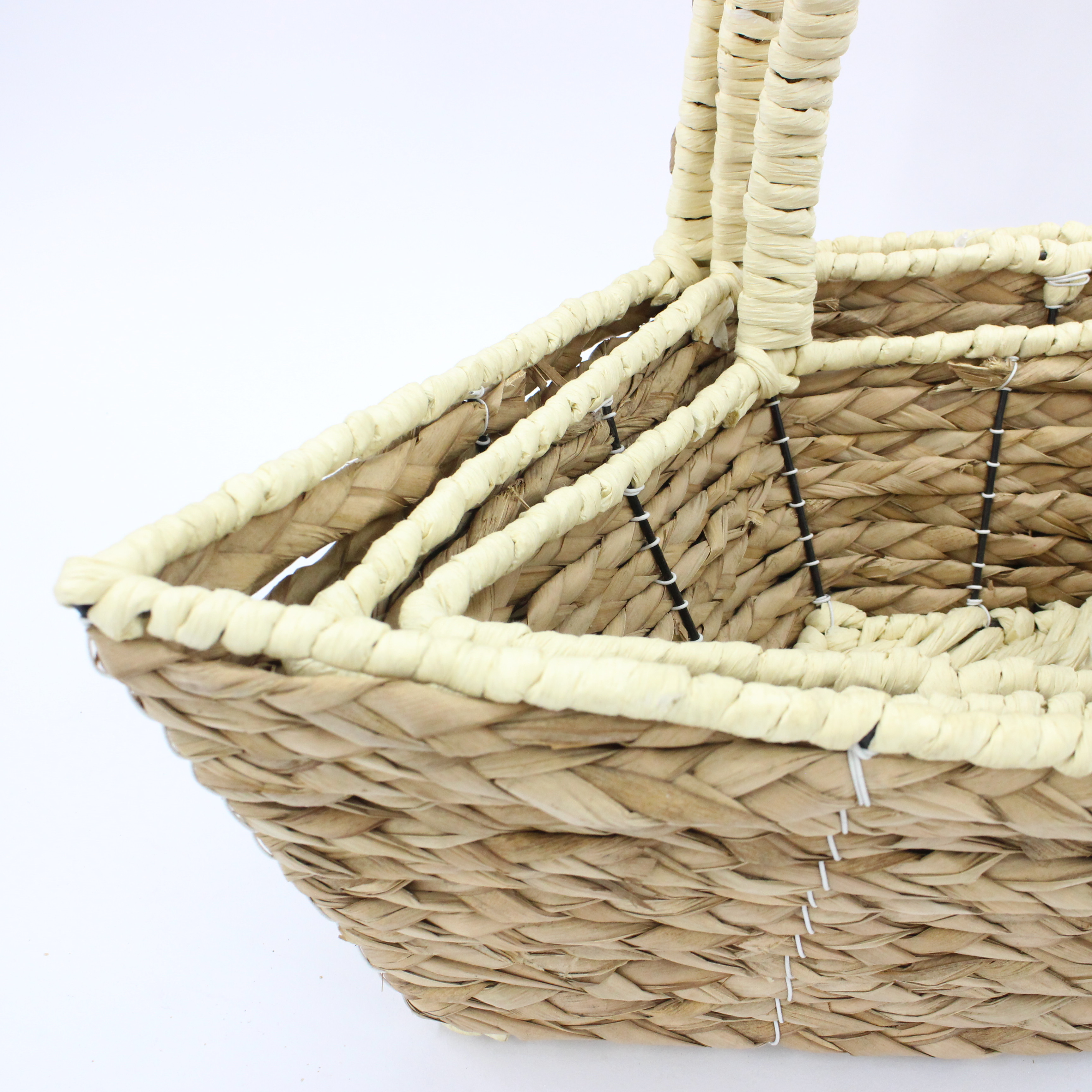 Primary color beige boat-shaped water hyacinth water grass paper rope hand-mixed flower basket storage basket