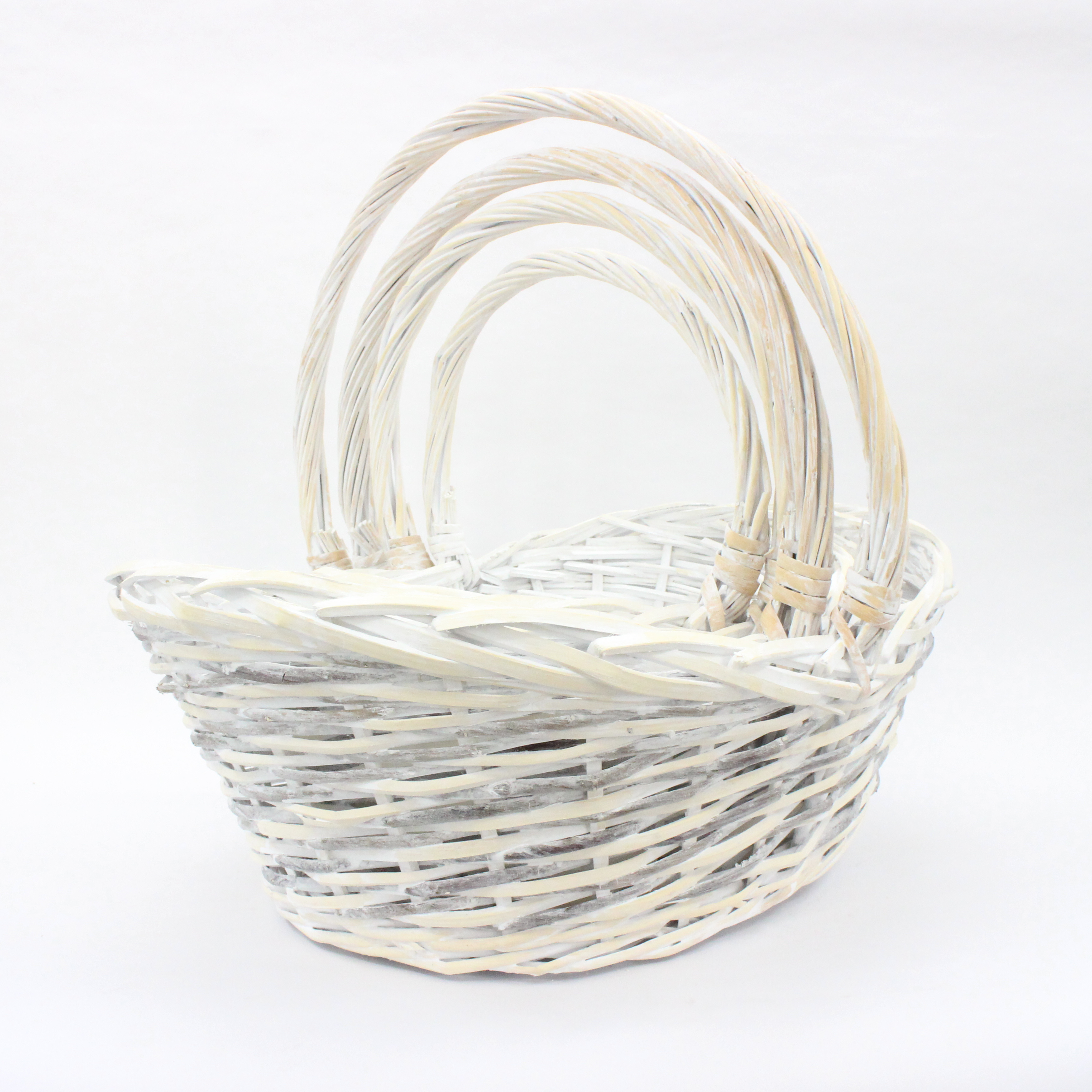 Boat shaped dual color willow mixed woven handmade storage basket flower basket