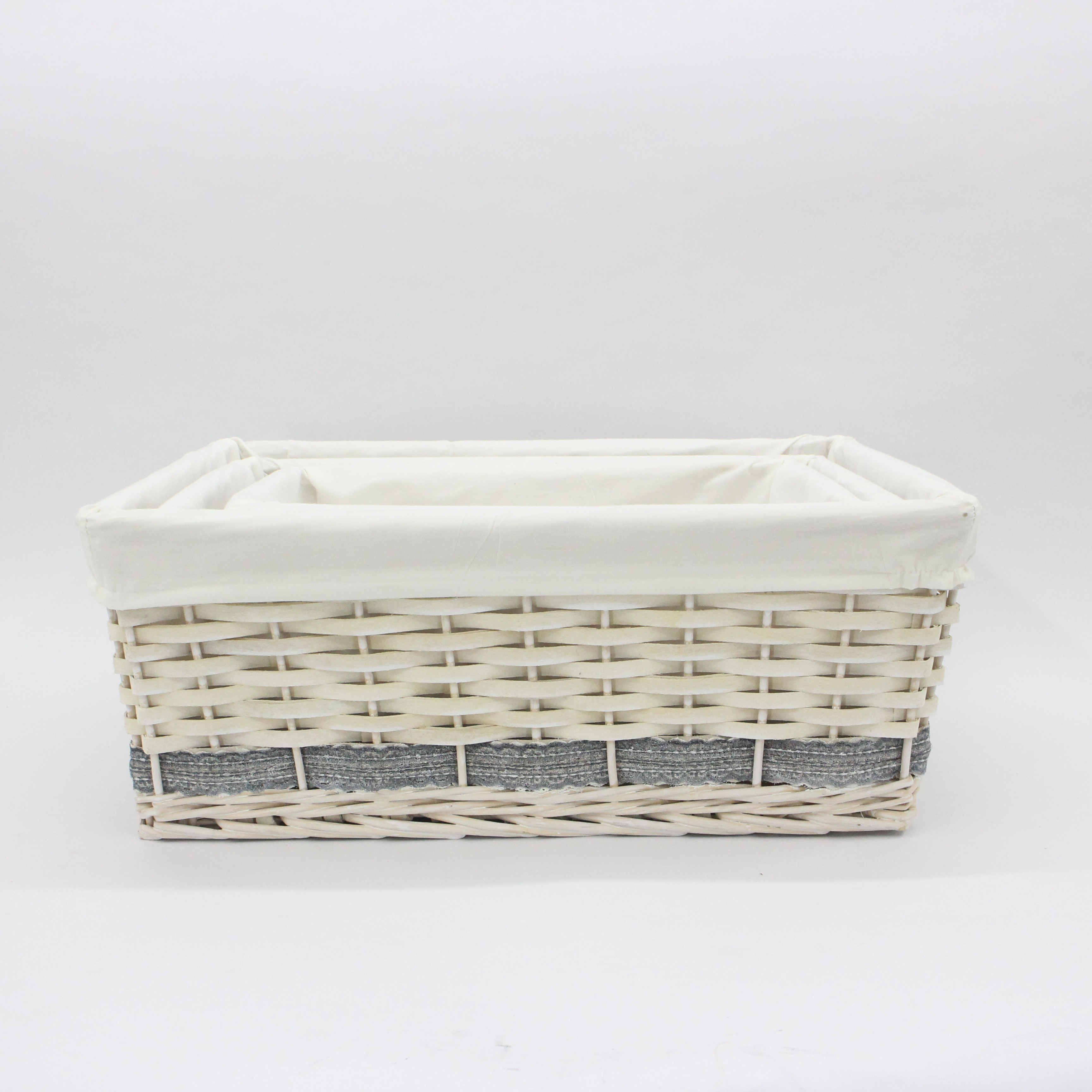 High Quality Wood Chip Wicker Mixed Lace Decorative Storage Basket