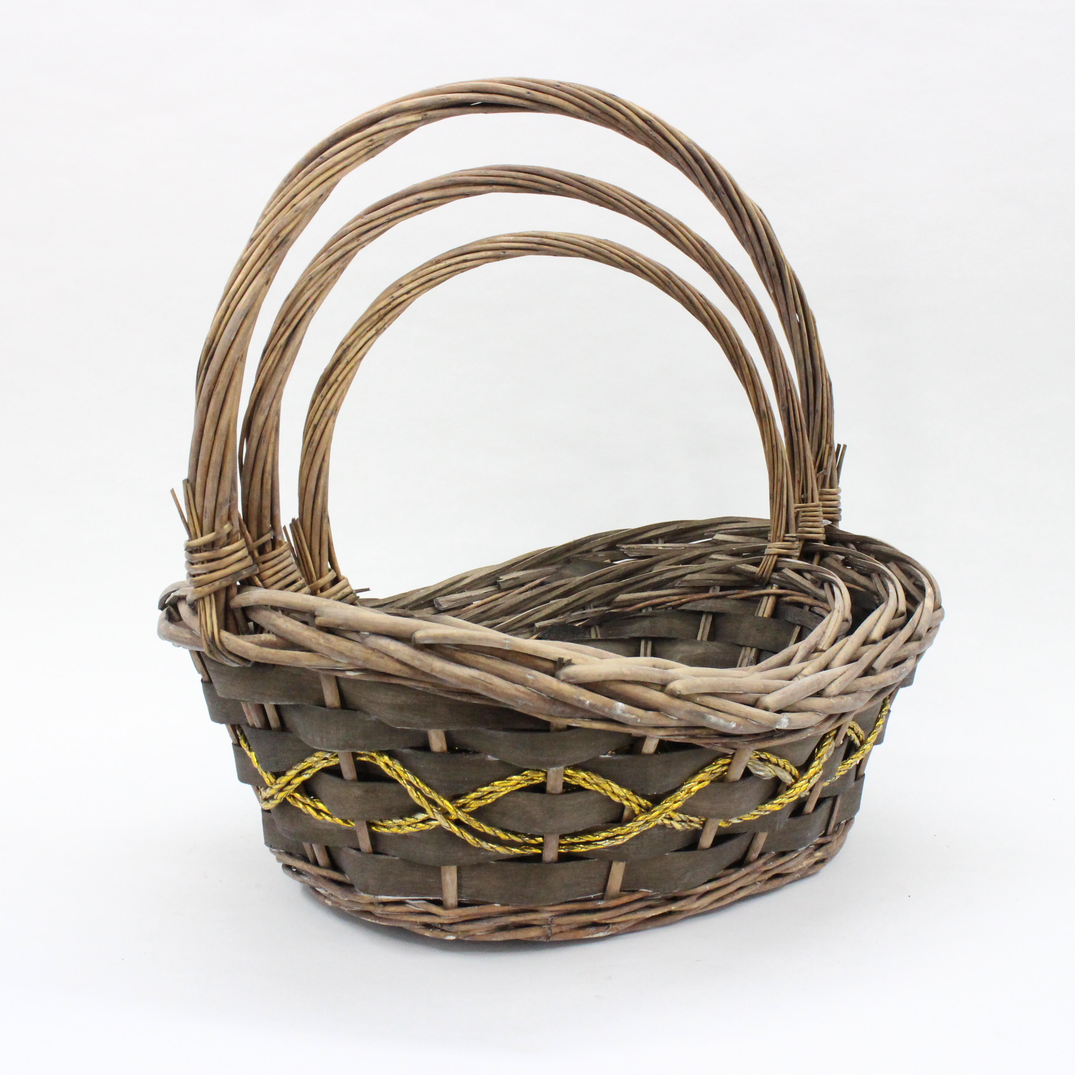 Boat shaped multi-color wicker woven flower basket 100% handmade storage basket