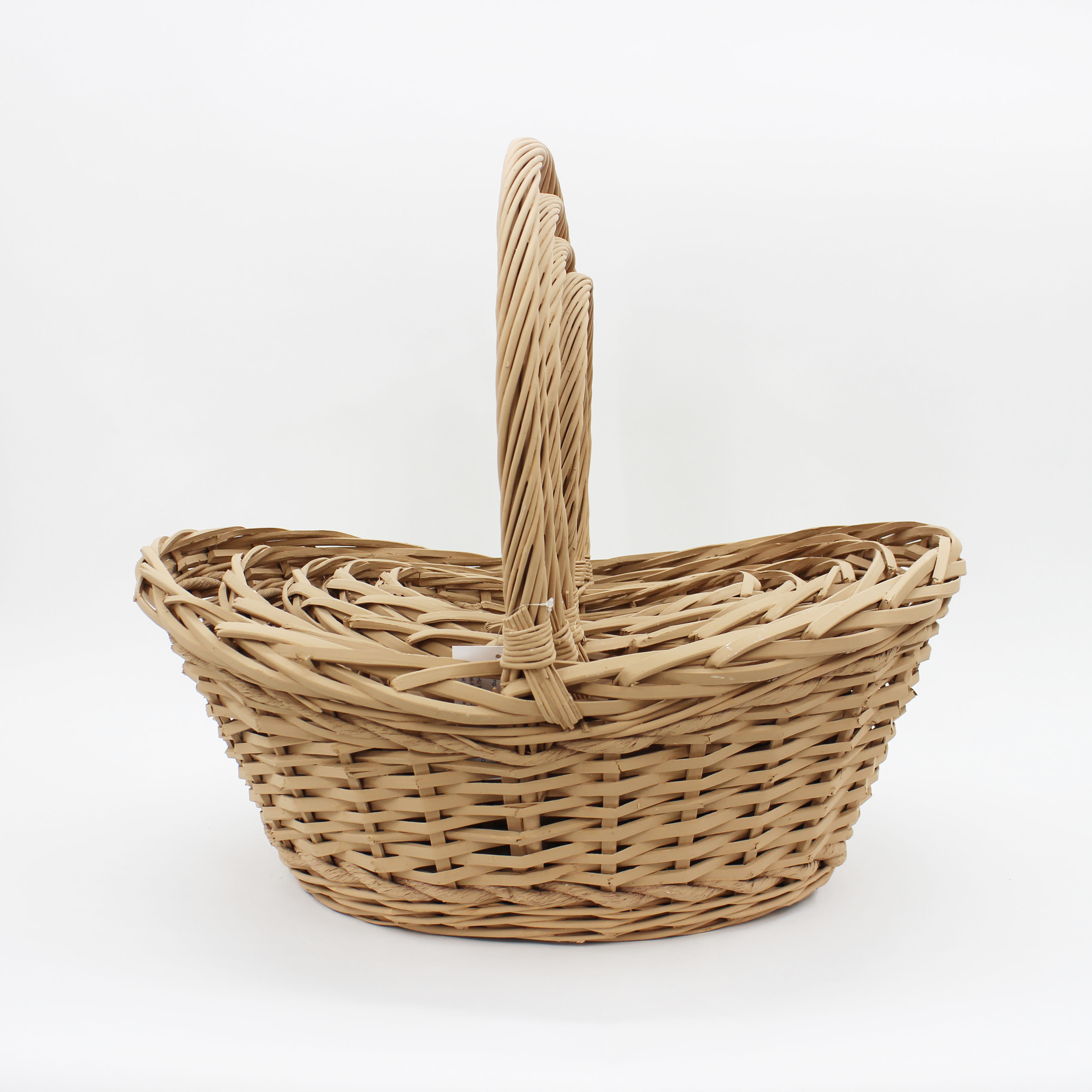 Earth yellow boat shaped natural willow handmade woven flower basket, large storage basket