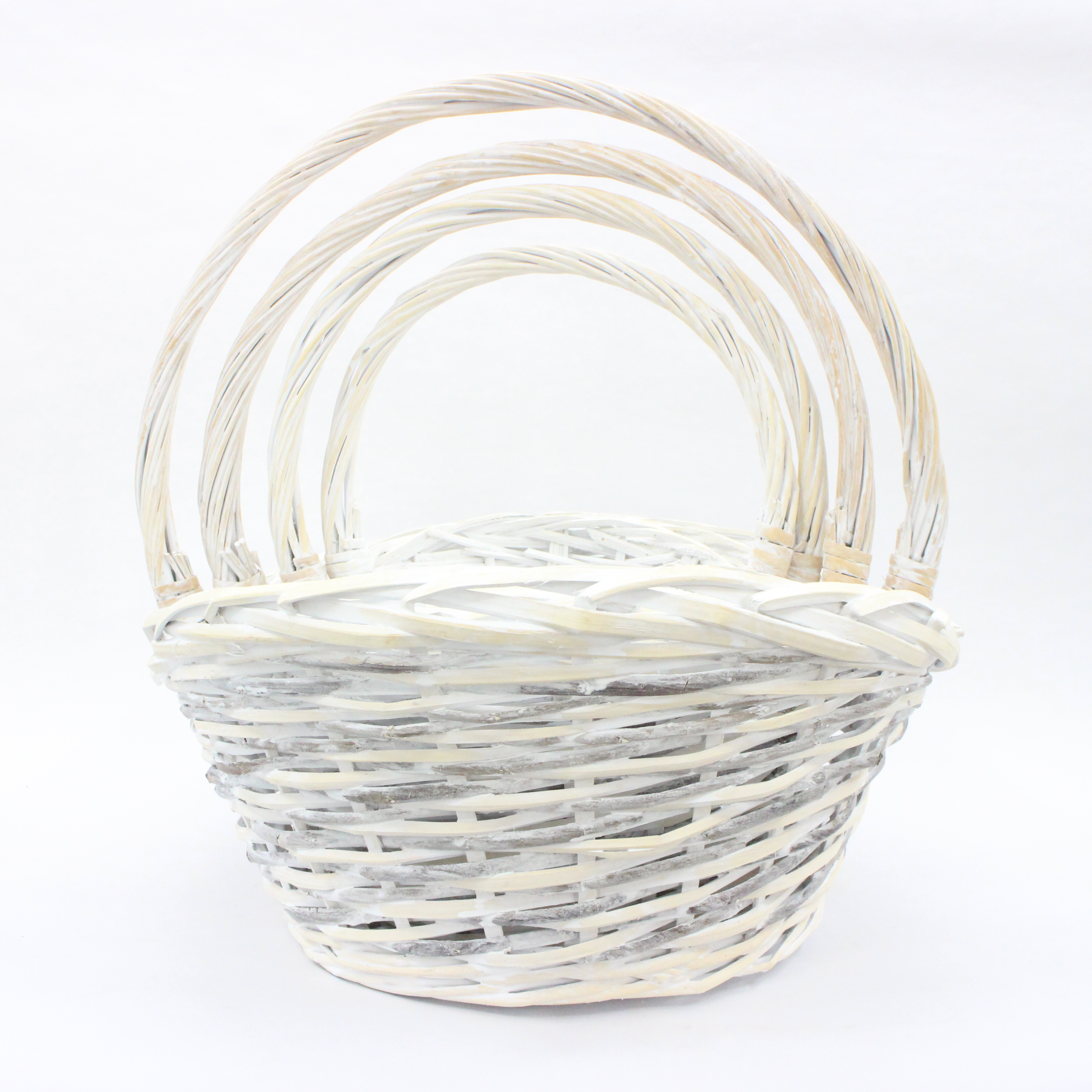 Boat shaped dual color willow mixed woven handmade storage basket flower basket