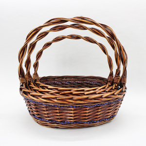 Best selling oval purple paper rope wicker mixed woven flower basket storage basket