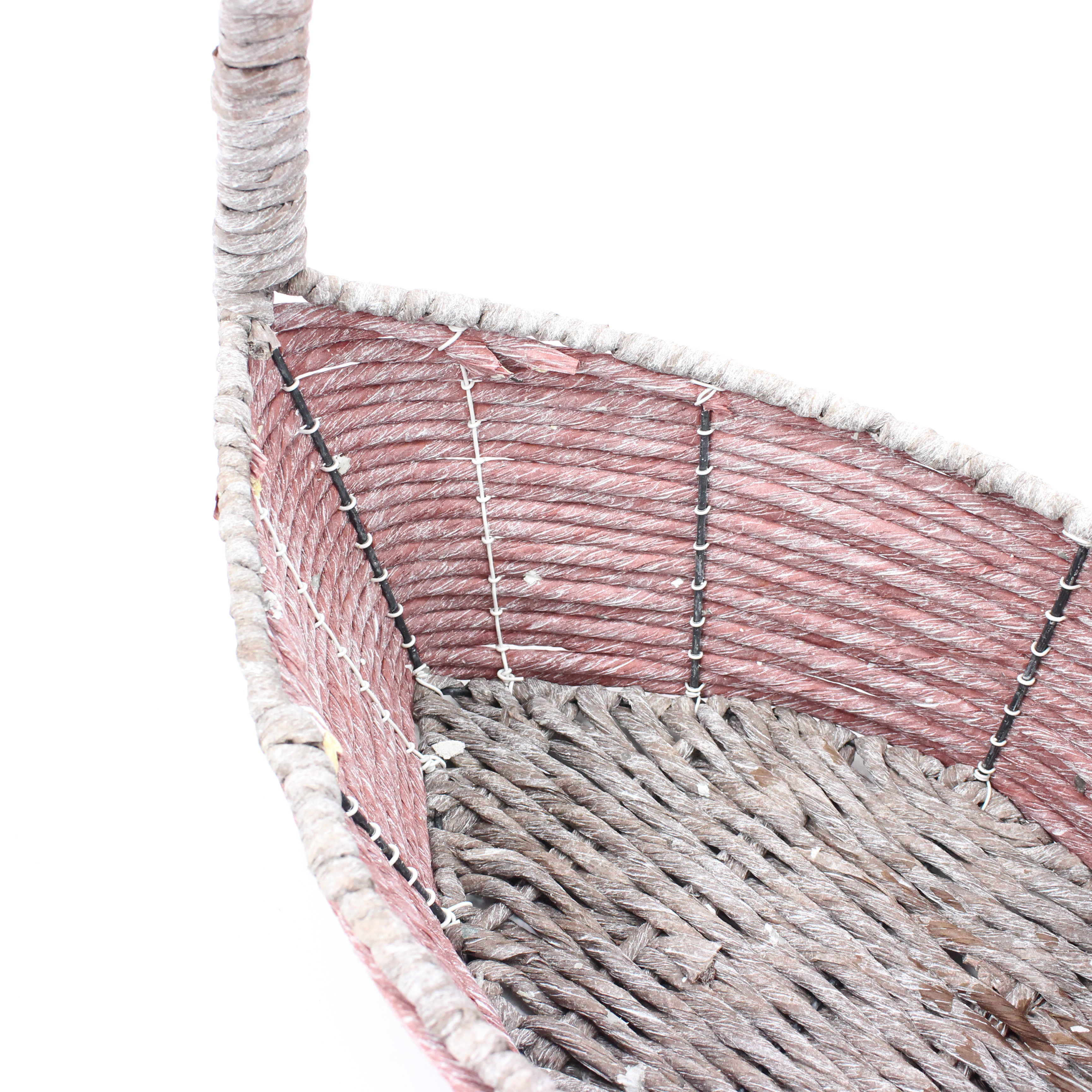 Direct Selling Boat Shape High Handle Multicolor Paper Rope Mixed High Quality Flower Basket Storage Basket