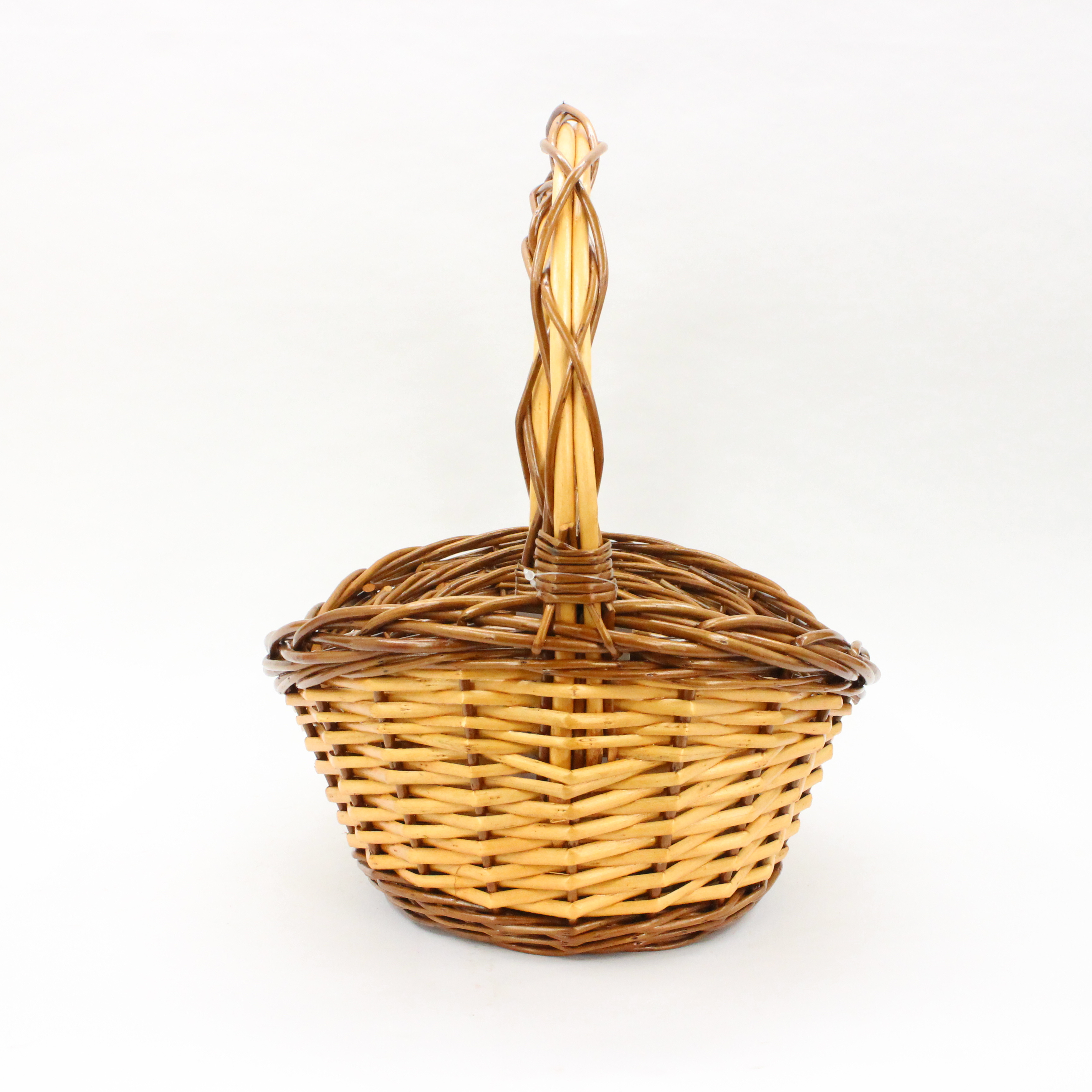 Boat shaped environmentally friendly dual color willow mixed woven handmade storage basket flower basket