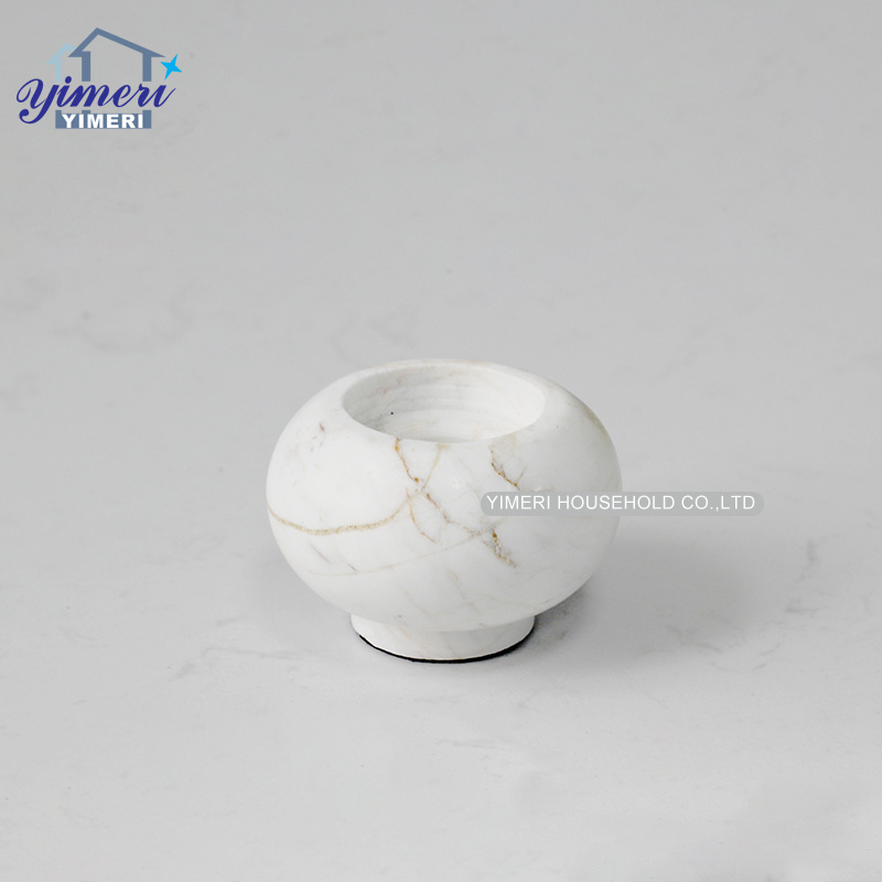 european style decorative taper tea light candle stand round black white marble stone candle holder