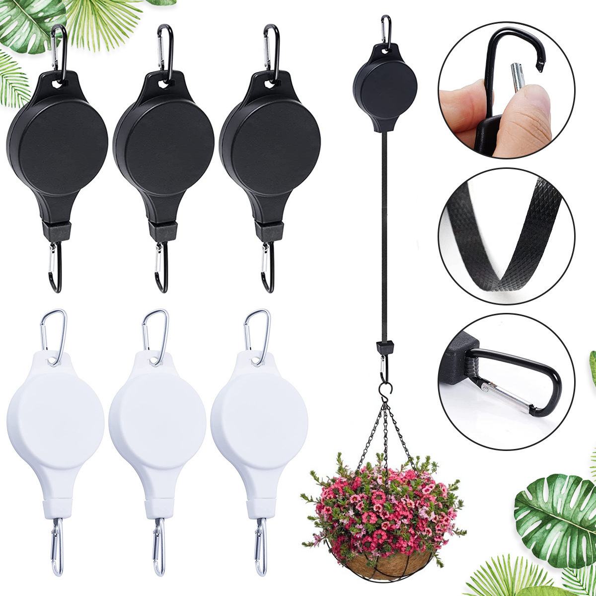 Easy Reach Retractable Plant Hook Pulley Hanger for Garden Baskets Convenient Stylish Heavy Duty Hanging Flowerpot