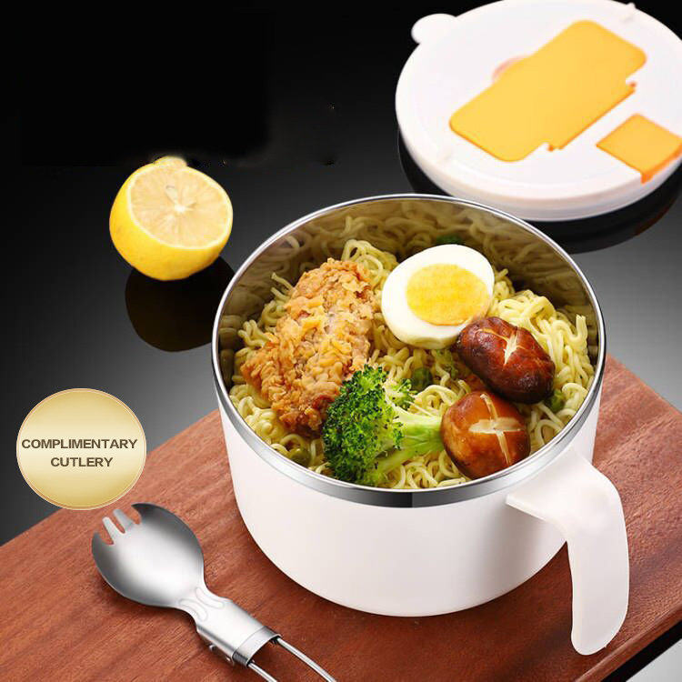 New Design Colorful Leak Proof 304 Stainless Steel Lunch Box Insulated Noodle Soup Bowl with Lid Foldable Spoons Bento Box