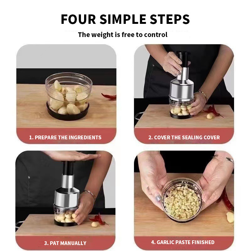 Stainless Steel Garlic Cutter Food Vegetable Onion Chopper for Kitchen Gadgets Tools Multifunctional Press Garlic Crusher