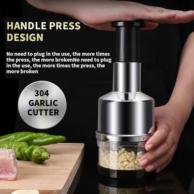 Stainless Steel Garlic Cutter Food Vegetable Onion Chopper for Kitchen Gadgets Tools Multifunctional Press Garlic Crusher