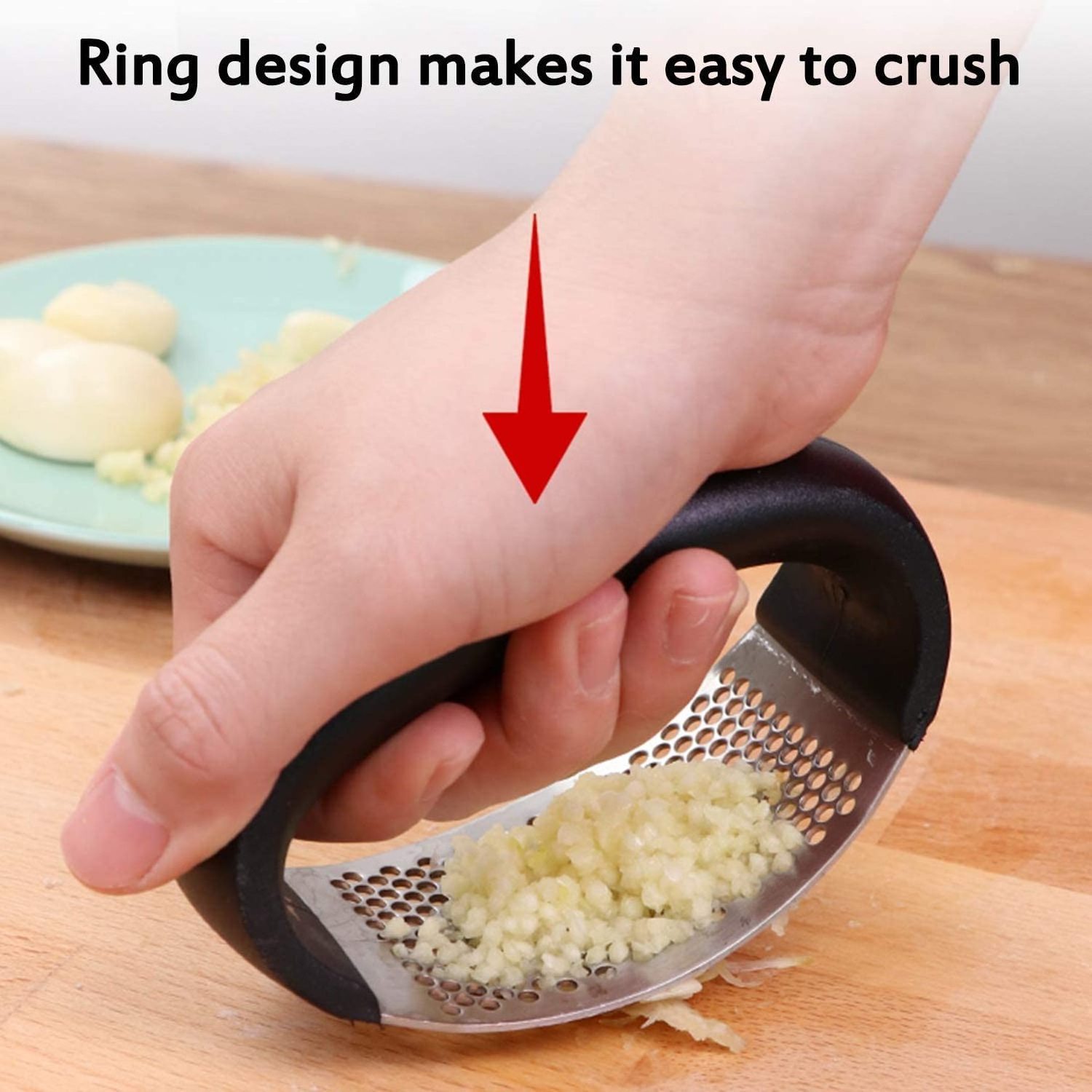 Customized 2 in 1 garlic tools Rocker Stainless Steel Garlic Mincer  Crusher Chopper Garlic Press