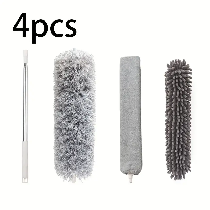 Retractable Microfiber Feather Duster Bendable Head Duster With Long Extension Rod Washable Dust Removal Brush For Cleaning