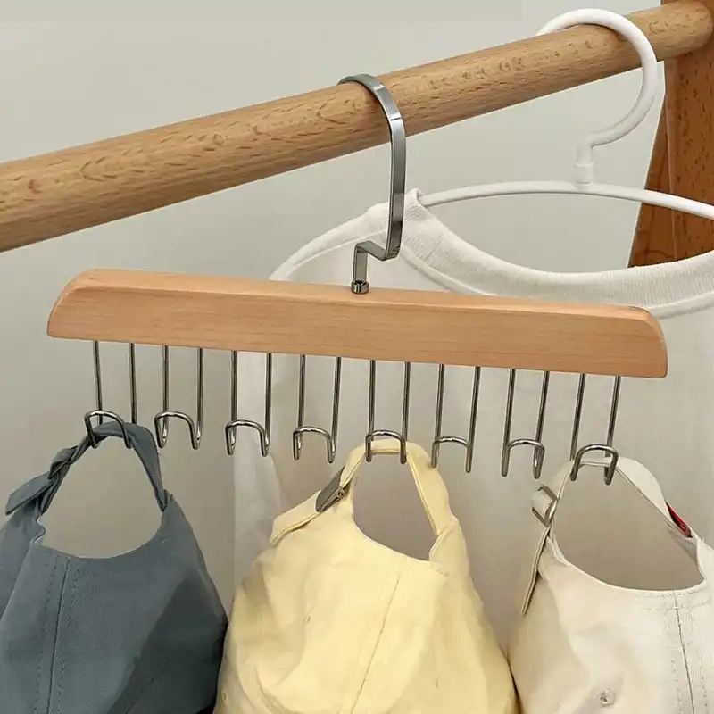 Multihook Wooden Underwear Hanger Durable Clothes Drying Rack Household Storage Organizer For Closet Wardrobe