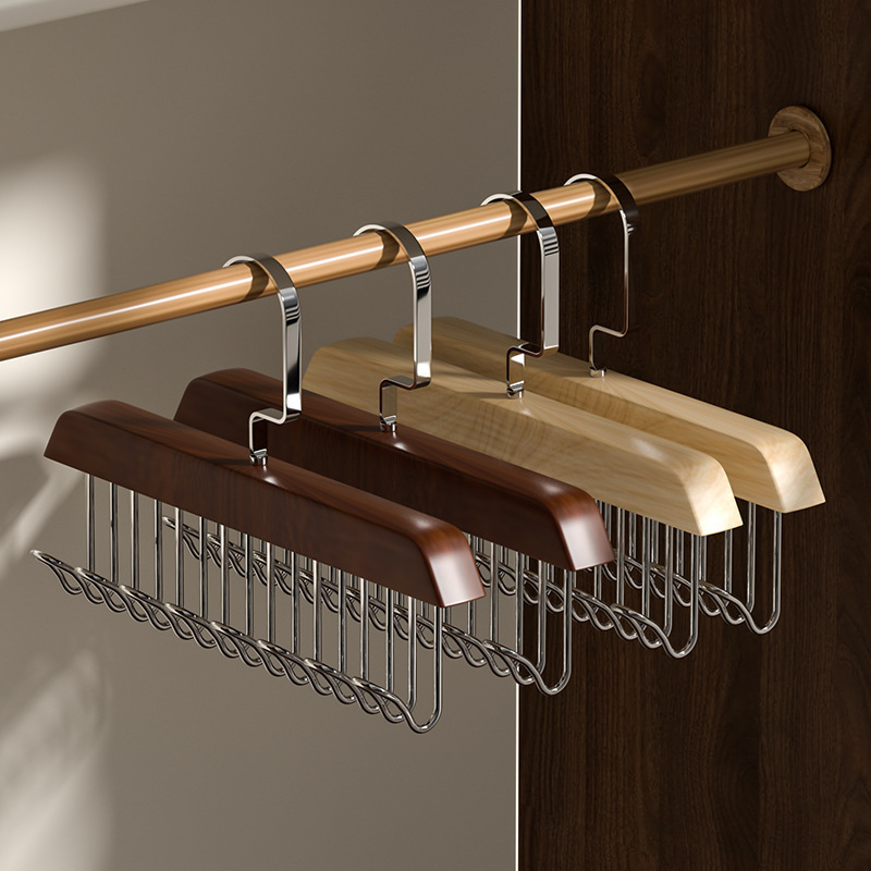 Multihook Wooden Underwear Hanger Durable Clothes Drying Rack Household Storage Organizer For Closet Wardrobe