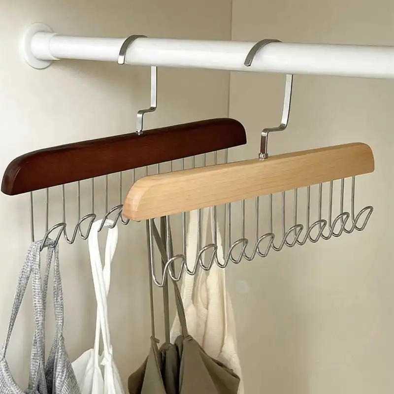 Multihook Wooden Underwear Hanger Durable Clothes Drying Rack Household Storage Organizer For Closet Wardrobe