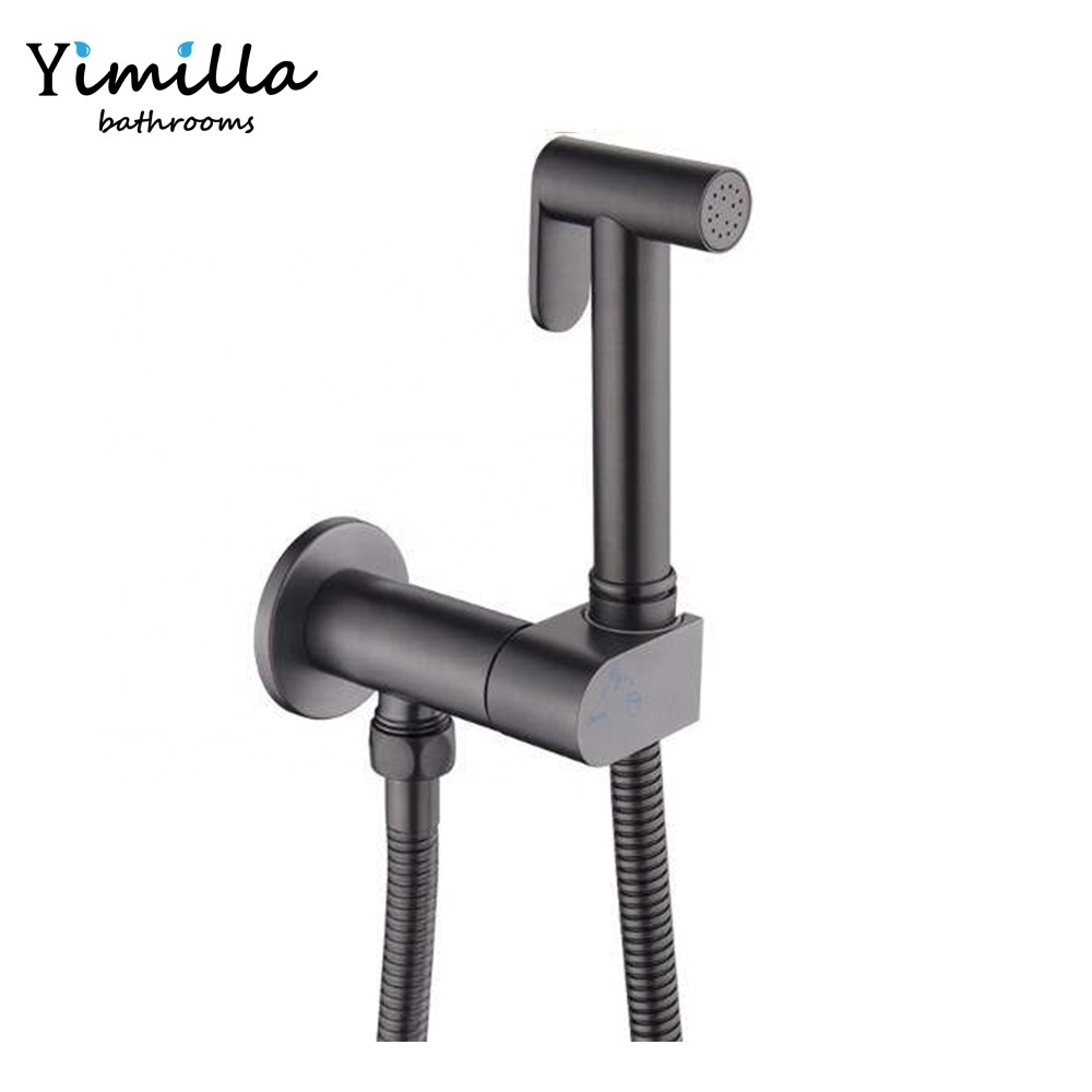 luxury bathroom hand mixer WC toilet hand sprayer brass shattaf brushed gold  bidet faucet mixer