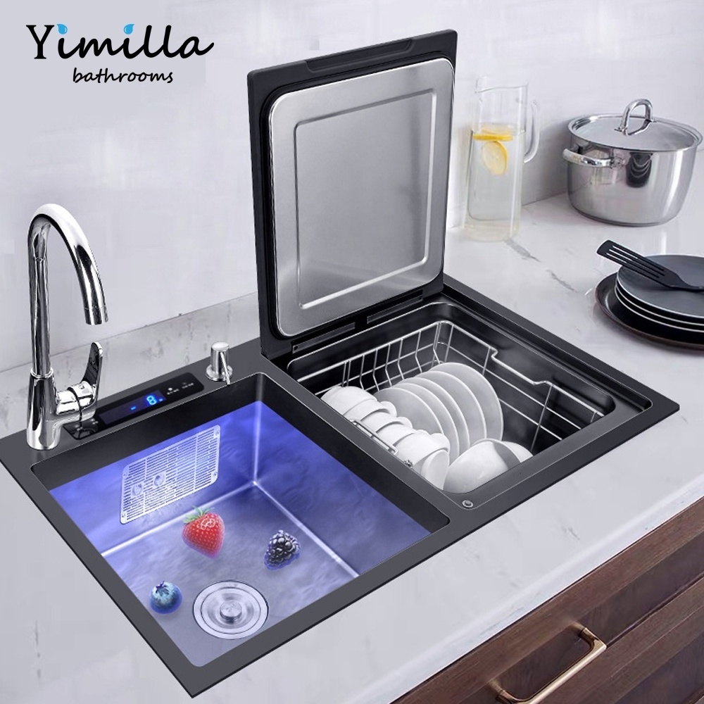 Luxury kitchen cabinet 304 stainless steel multifunction ultrasonic sink dishwasher smart kitchen sink