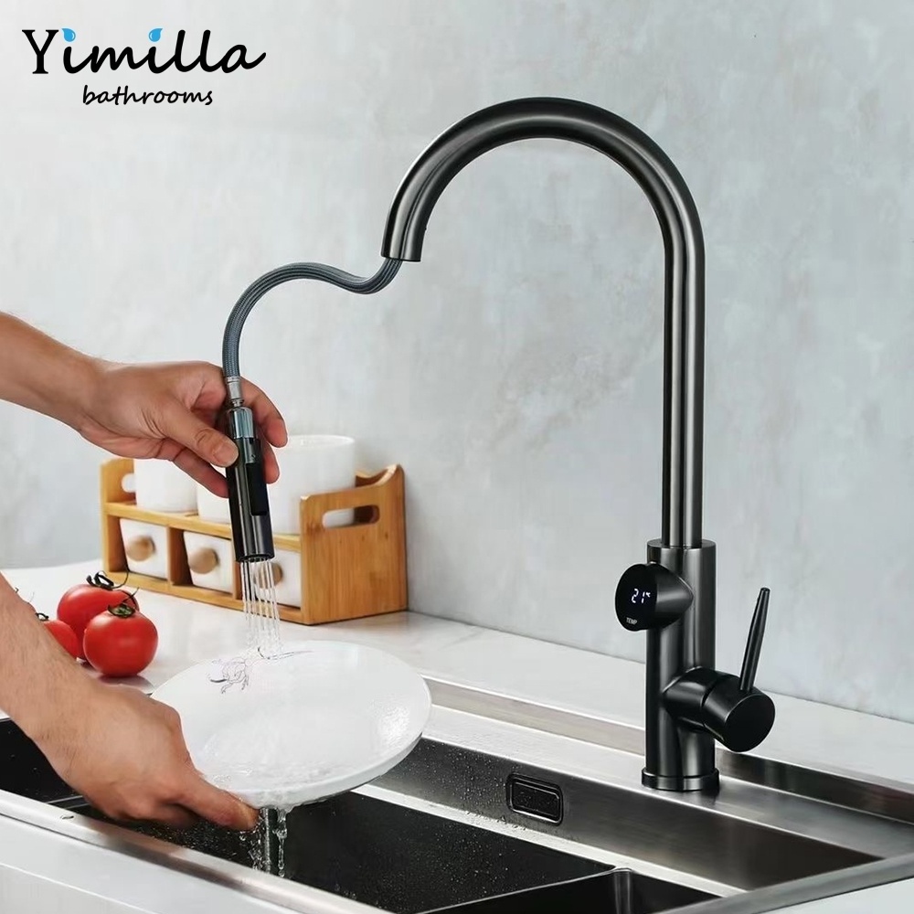 New arrival high end metal gun smart  kitchen faucet mixer kitchen digital faucet