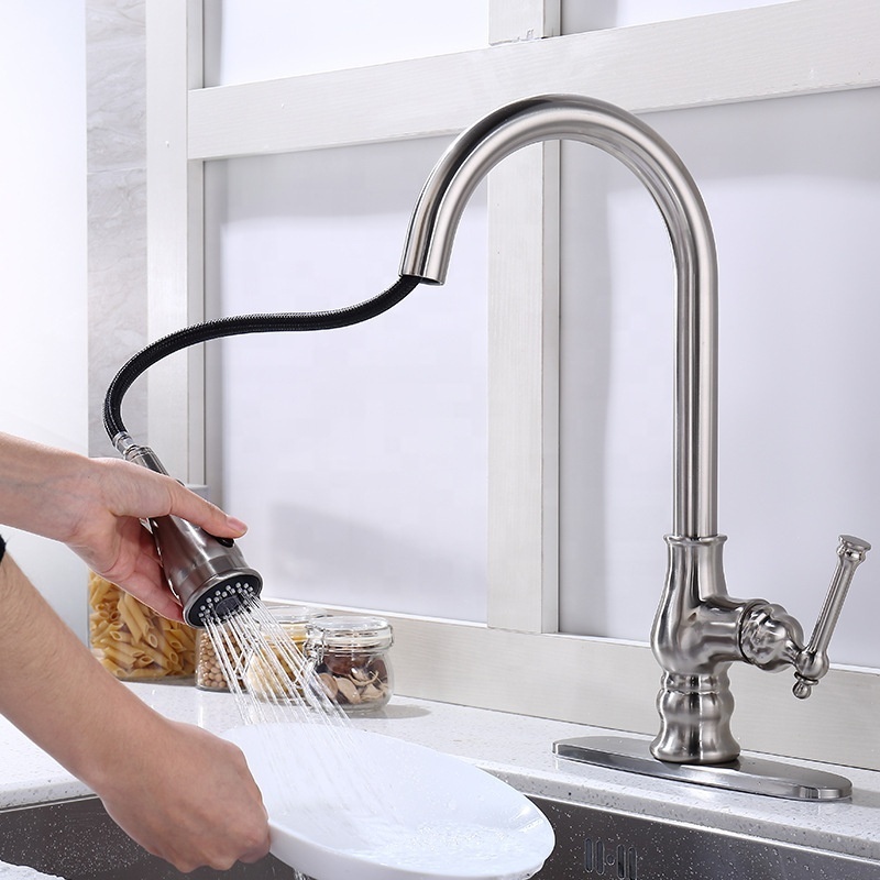 Oil Rubbed Bronze Kitchen Faucet with Soap Dispenser Stainless Steel Kitchen Faucet with Pull Down Sprayer Single Handle