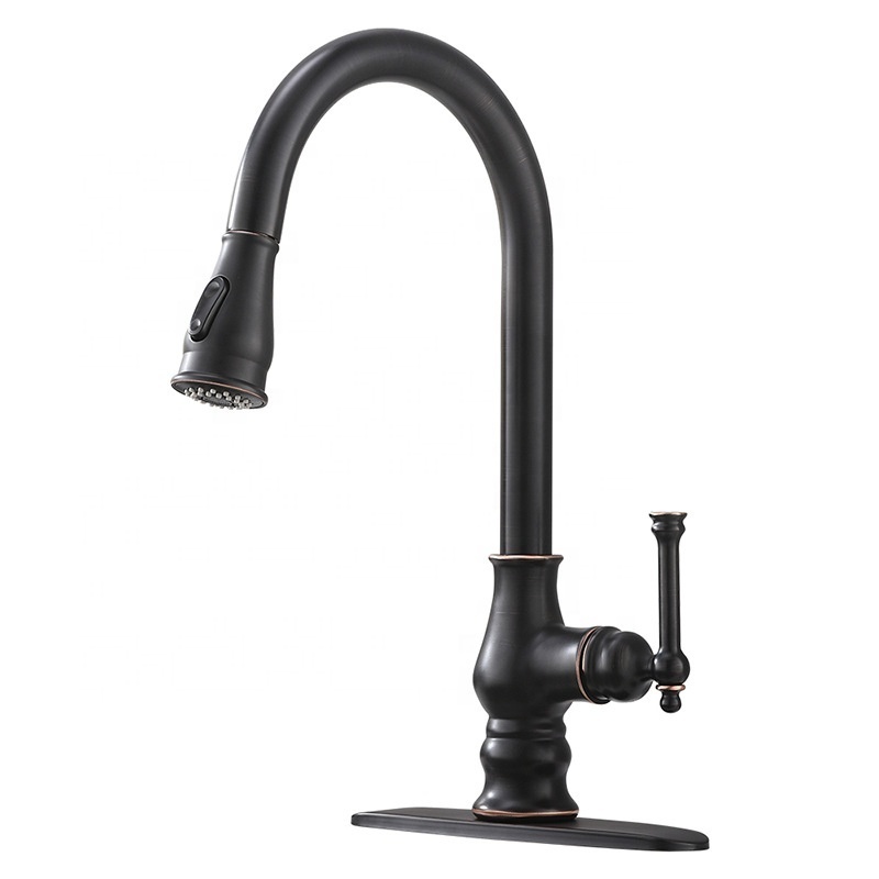 Oil Rubbed Bronze Kitchen Faucet with Soap Dispenser Stainless Steel Kitchen Faucet with Pull Down Sprayer Single Handle