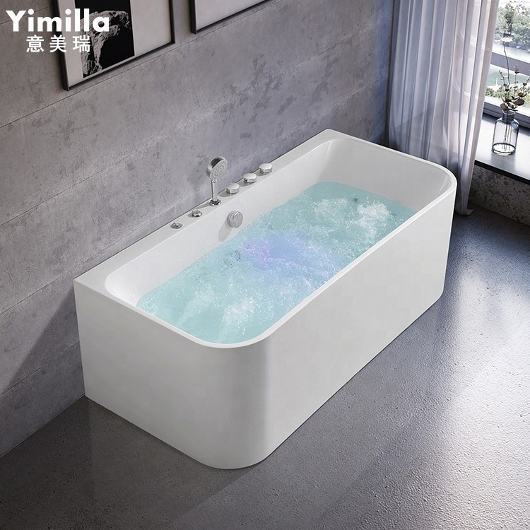 Yimilla Square Soaking Whirlpool White Acrylic Algeria Style Hydro Massage Bathtub