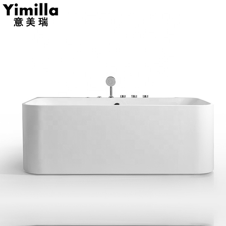 Yimilla Square Soaking Whirlpool White Acrylic Algeria Style Hydro Massage Bathtub