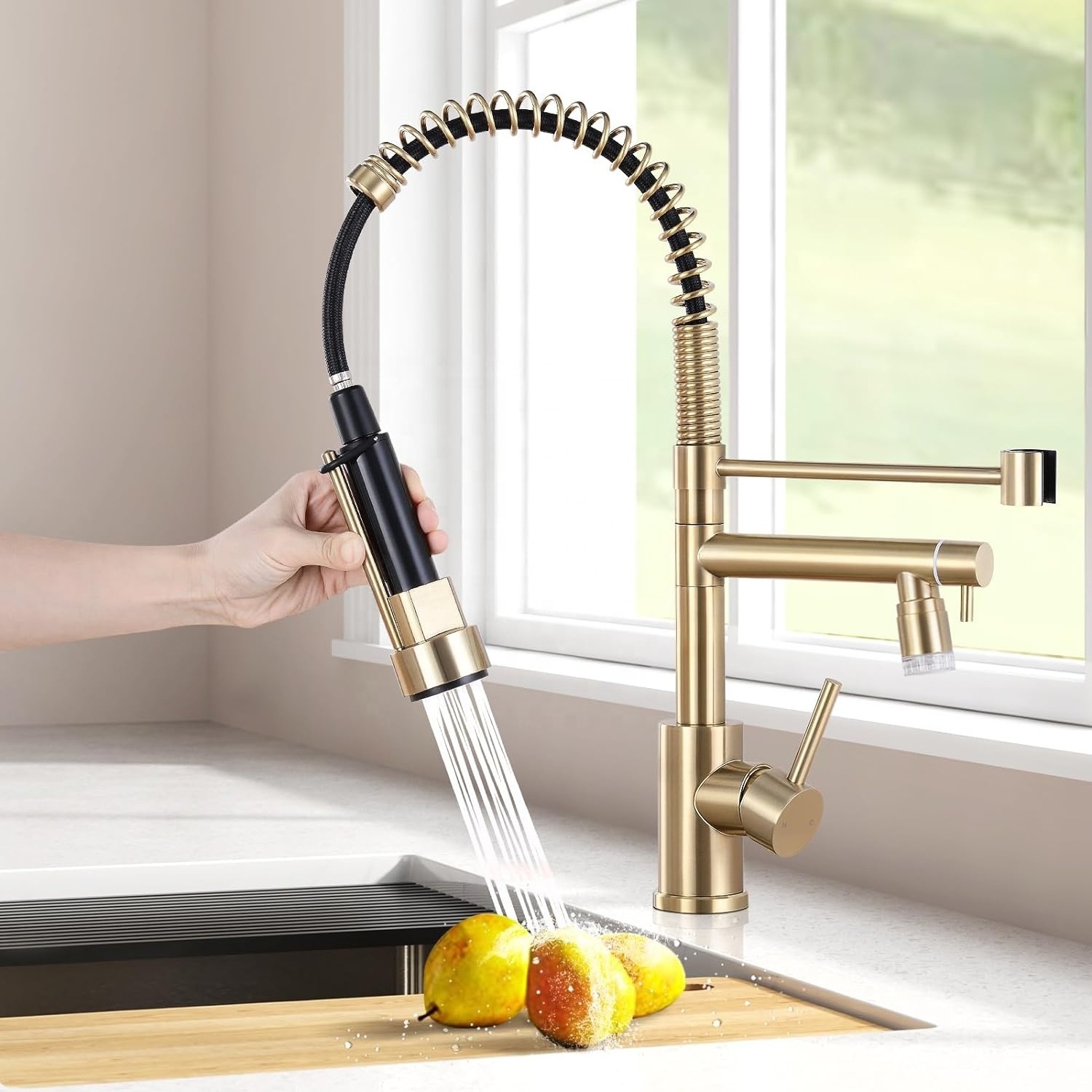 Factory price cold and hot faucet kitchen accessories 304 stainless steel modern kitchen faucet with LED light