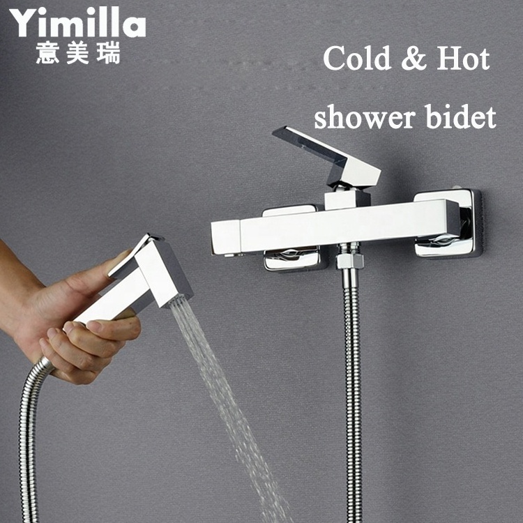 bathroom fittings cold and hot Bidet shattaf  brass chrome women faucet WC toilet with bidet