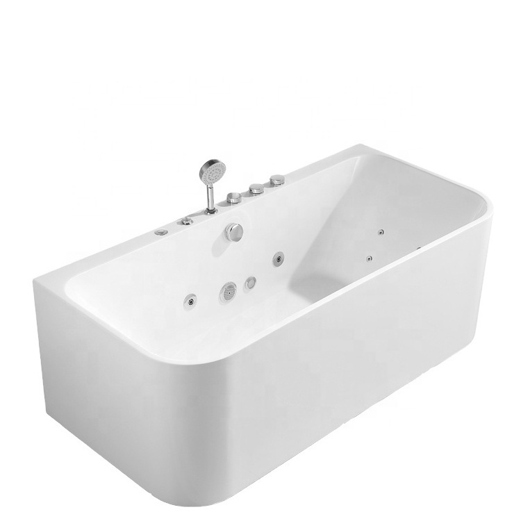 Yimilla Square Soaking Whirlpool White Acrylic Algeria Style Hydro Massage Bathtub