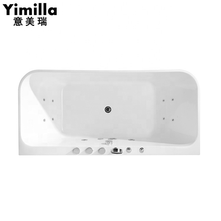 Yimilla Square Soaking Whirlpool White Acrylic Algeria Style Hydro Massage Bathtub