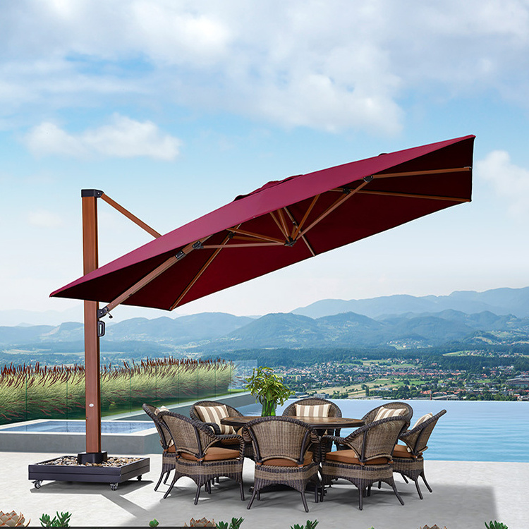 Durable LOGO Printing Waterproof Aluminum Parasol Patio Garden Cantilever Umbrellas