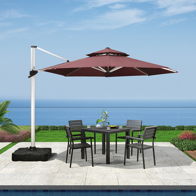 High-End Waterproof Double Canopy Outdoor Umbrella Beach Aluminum Cantilever Garden Parasols Patio Umbrellas