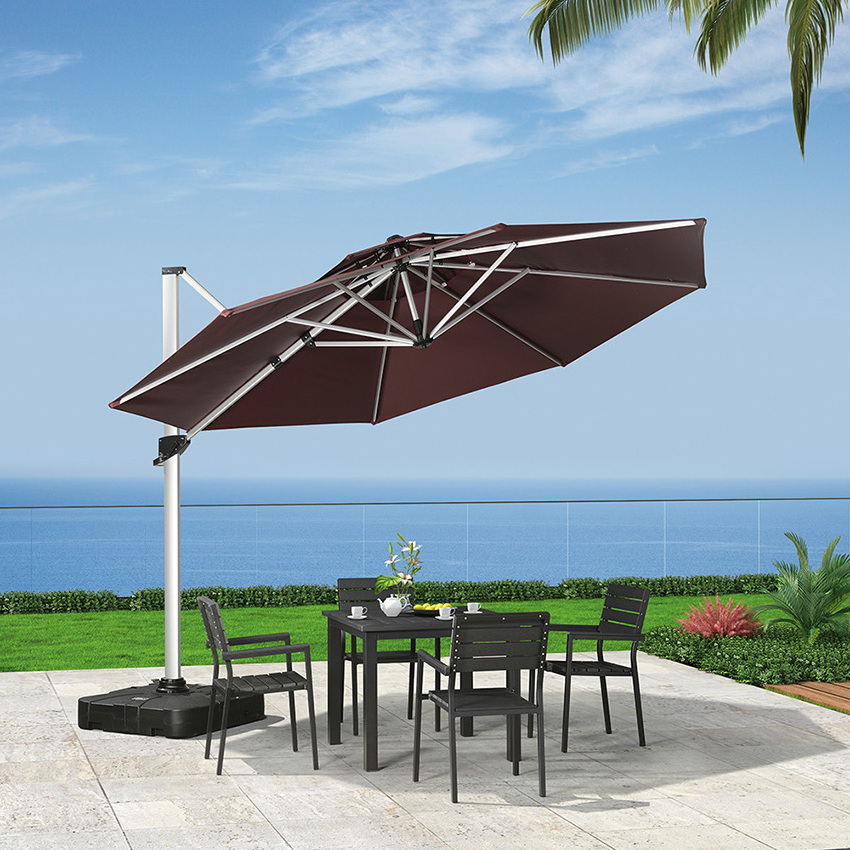 High-End Waterproof Double Canopy Outdoor Umbrella Beach Aluminum Cantilever Garden Parasols Patio Umbrellas