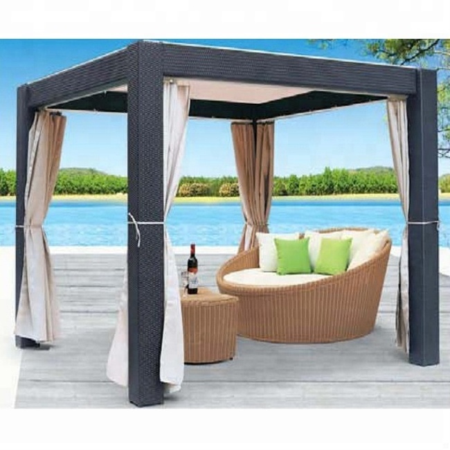 3m x 3m Aluminum Rattan Garden Pergola Sun Shade garden Gazebo