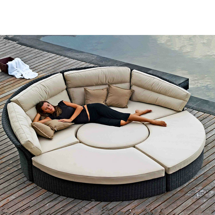 2020 New Design Patio Wicker Garden Furniture Sofa Bed Double Deck Bed Rattan Outdoor Furniture