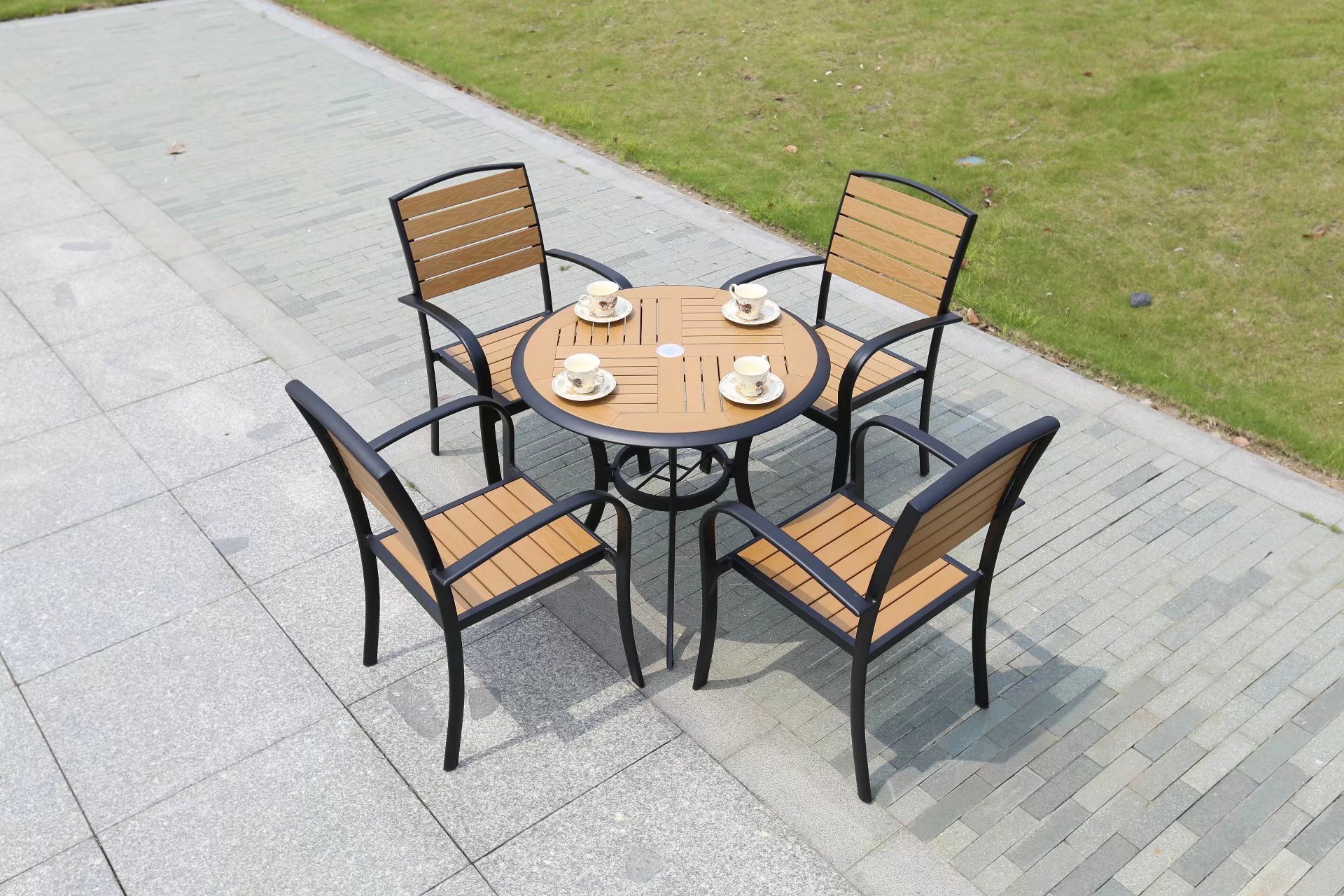 Waterproof Patio Garden Sets backyard dining table  plastic wood outdoor furniture