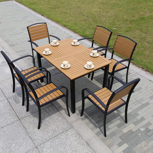 Waterproof Patio Garden Sets backyard dining table  plastic wood outdoor furniture