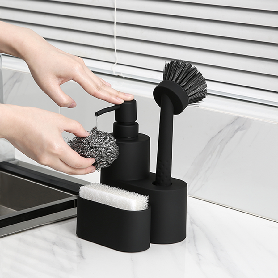 YAUKPH kitchen soap dispenser 3 in 1 with dishwashing brush sponge holder